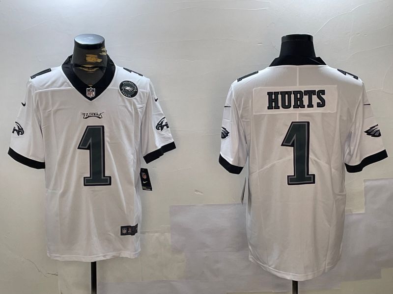 Men Philadelphia Eagles #1 Hurts White Second generation 2024 Nike Limited NFL Jersey style 3